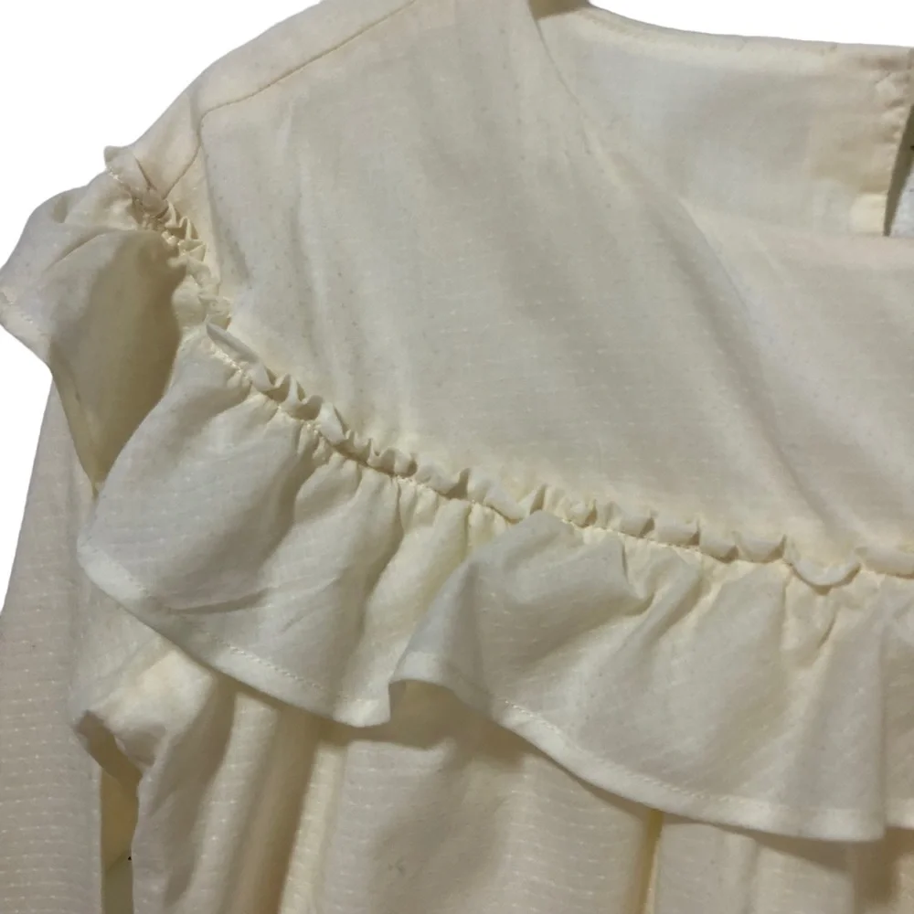 GYMBOREE Top Peasant Blouse NEW Cream Size 7/8 Lined Cotton Long Sleeves